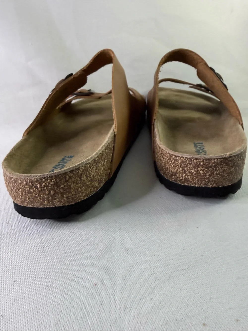 Classic Two-Strap with buckles Brown Leather Slide Unisex Mens 10 Women’s 11